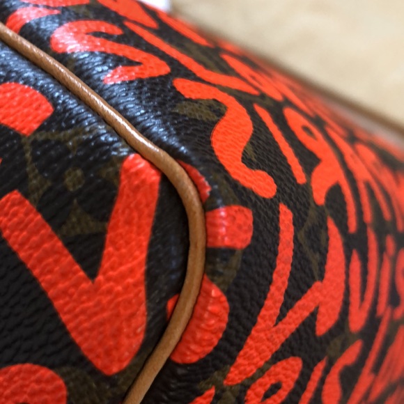 🌺🌺 STUNNING 🌺🌺 Louis Vuitton Stephen Sprouse Graffiti Speedy 30 Neon Orange - Picture 9 of 16